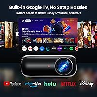 Vista 2 de Proyector inteligente oficial de Google TV, HAPPRUN 4K UHD Home Theater con sonido Dolby, Wi-Fi y Bluetooth, aplicaciones de transmisión integradas