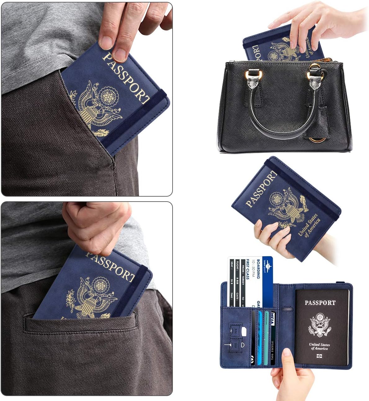 WALNEW RFID Passport Holder Cover Traveling Passport Case : Clothing, Shoes & Jewelry
