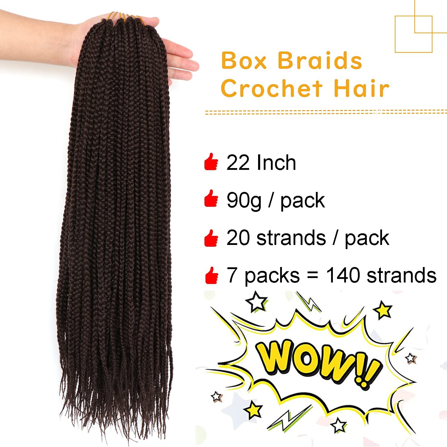 Goddess Box Braids Crochet Hair Prelooped High Temperature Fiber