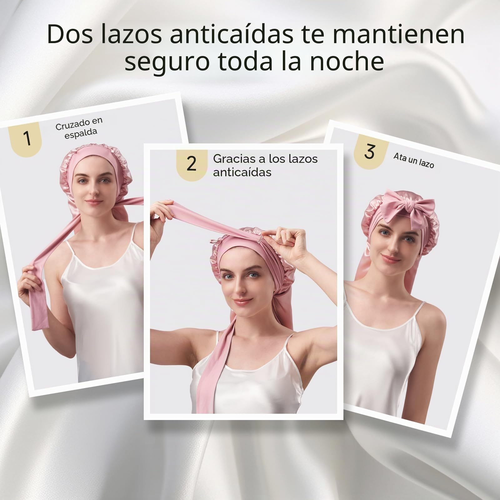 Umisleep 22 Momme 100% Seda de Morera, Gorro de Dormir de Doble Cara, Suave Gorro de Noche para Cabello voluminoso, Transpirable, Banda Ancha Ajustable
