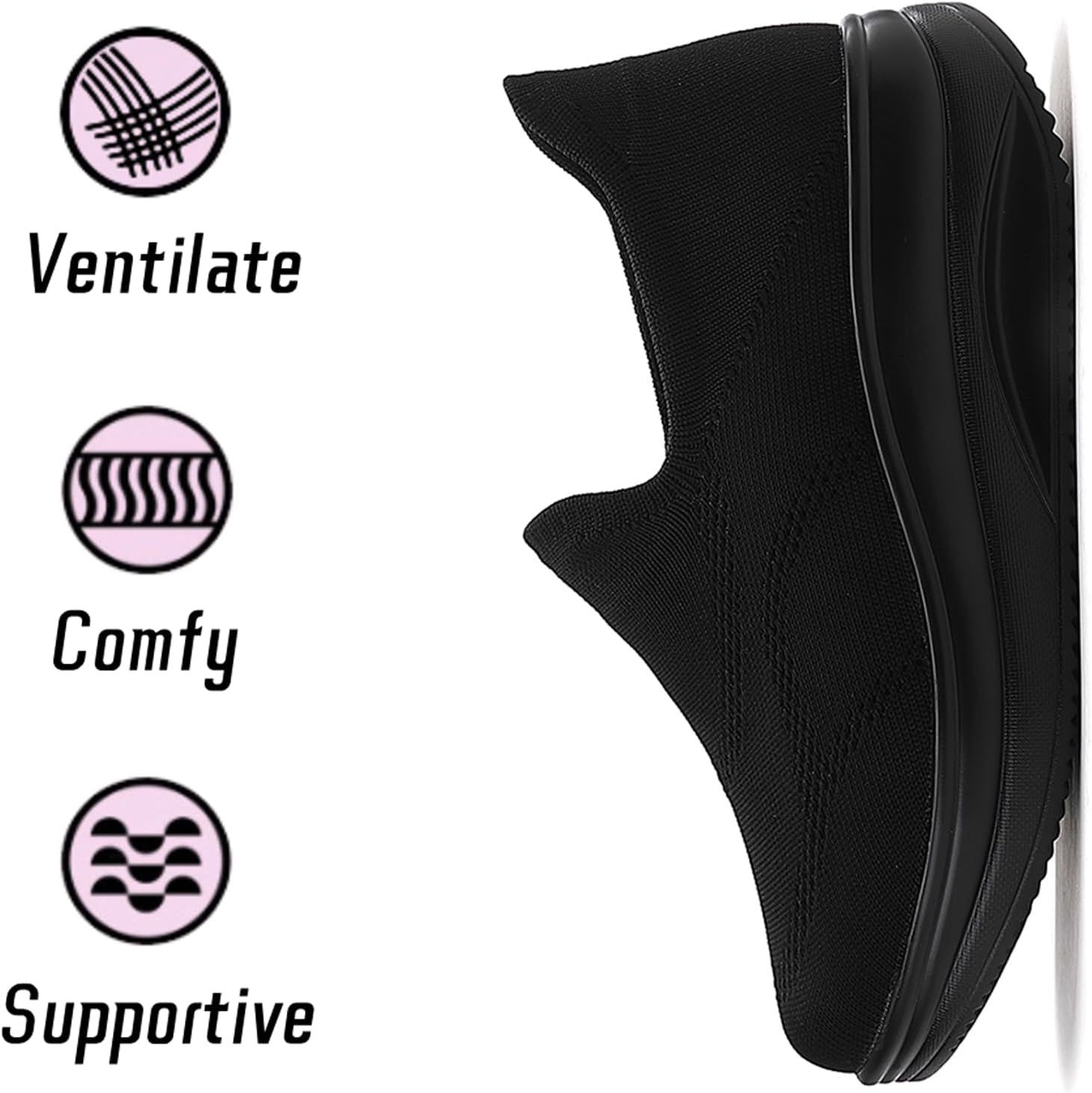 Oude Slip On Sneakers Women Comfortable | Womens Orthopedic Slip On Shoes Traveling | 2 Inch Rocker Bottom - Image 3