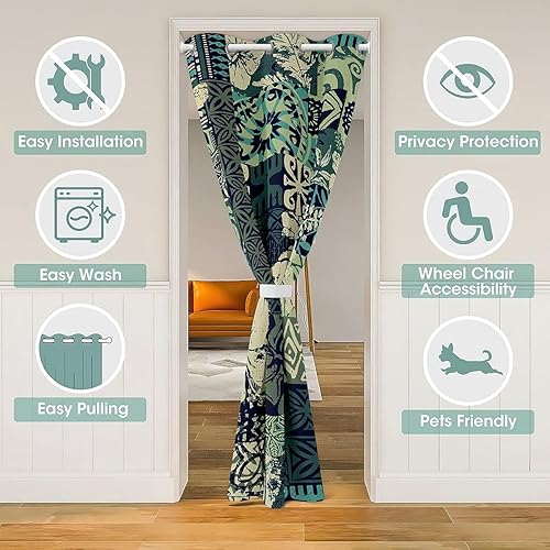 Miniatura 8 de Cortina bohemia para puerta de celosía, cortina opaca azteca, bohemio, navajo, étnico, retro, amarillo, a rayas, exótica, tribal, occidental,