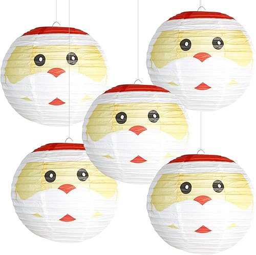 Faroles redondos de papel de Papá Noel decorativos, linternas de fiesta de Navidad, lámparas colgantes redondas, faroles de papel de Navidad