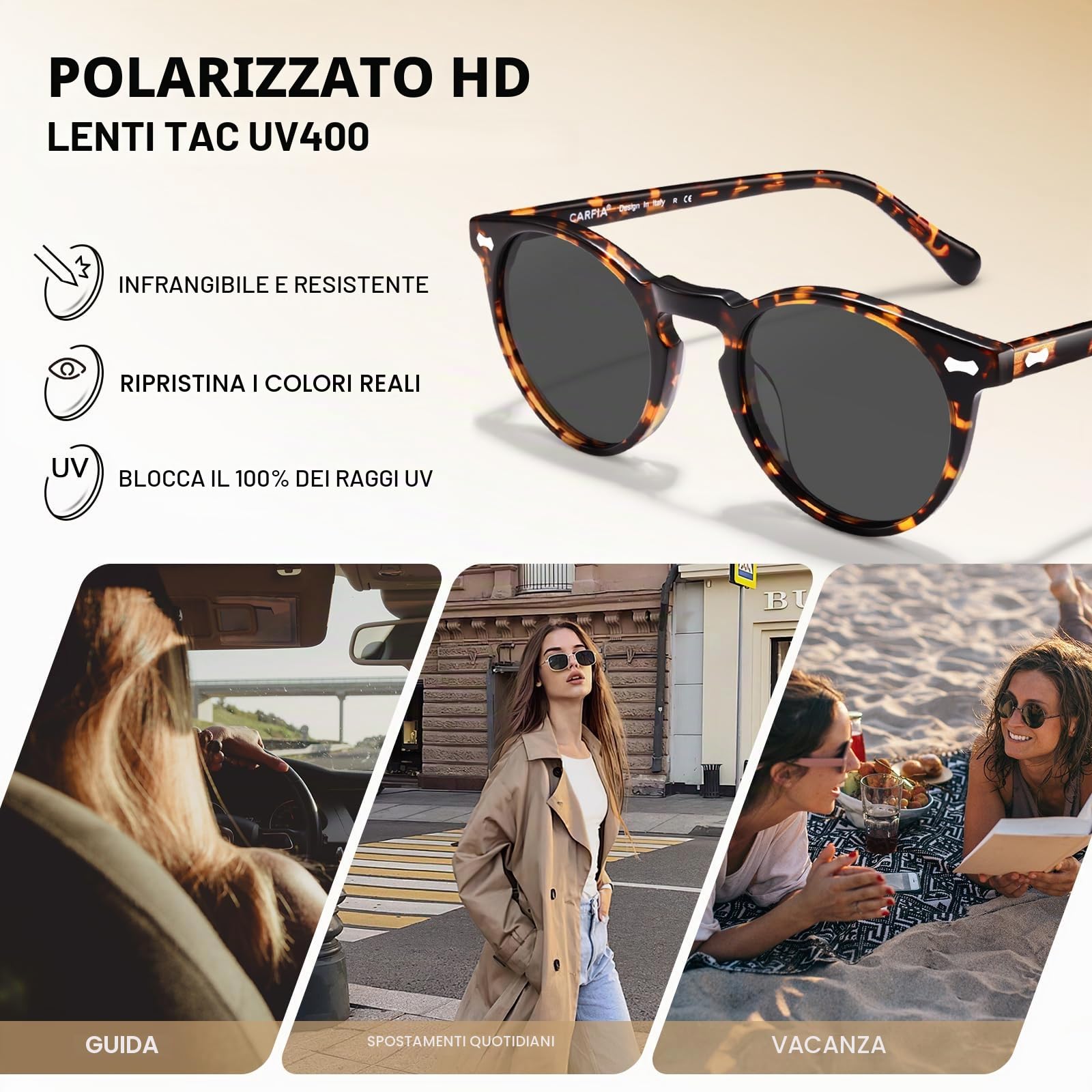 Carfia Moda Occhiali da Sole da Donna Polarizzati con Protezione UV 100%