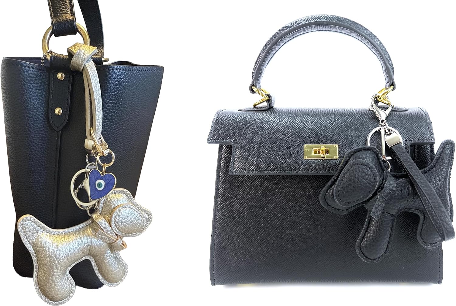 Leather Dog Bag Charms for Purses & Keychains | Premium PU Leather Soft Cotton Filling Handcrafted Stitching Lightweight Design Cute Everyday Accessory