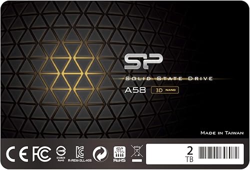 Silicon Power 2TB SSD 3D NAND A58 SLC Cache Performance Boost SATA III 2.5'' 7mm (0.28'') Internal Solid State Drive