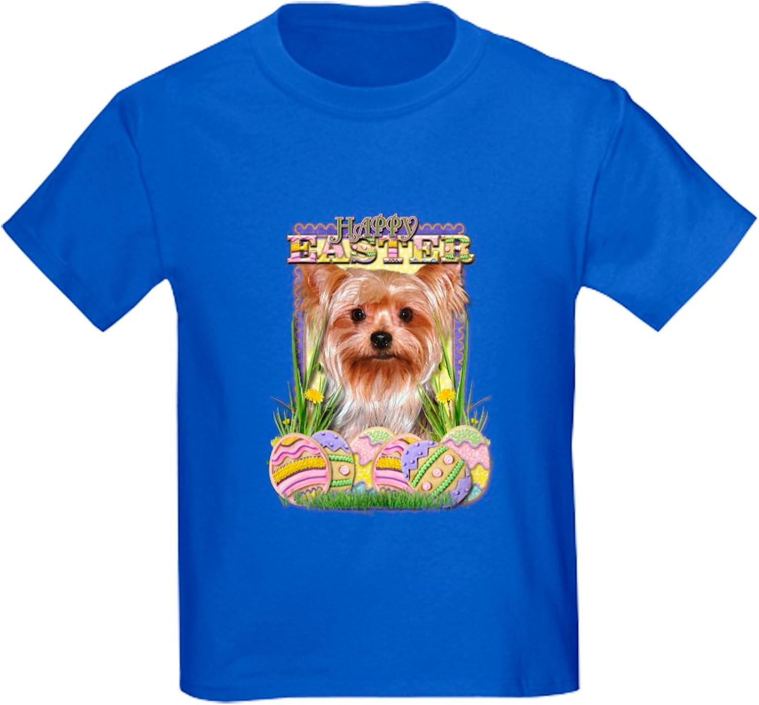 CafePress Easter Egg Cookies Yorkie Kids Dark T Shirt Kids Dark Cotton T-Shirt