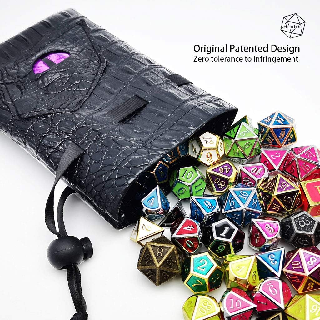 Haxtec Dragon Dice Bag Small Drawstring Leather DND Dice Pouch Storage Bag Compatible with Dungeons and Dragons Dice D&D Gift, Coins and Accessories (Purple Eye) Patent Number D893867 - Image 3