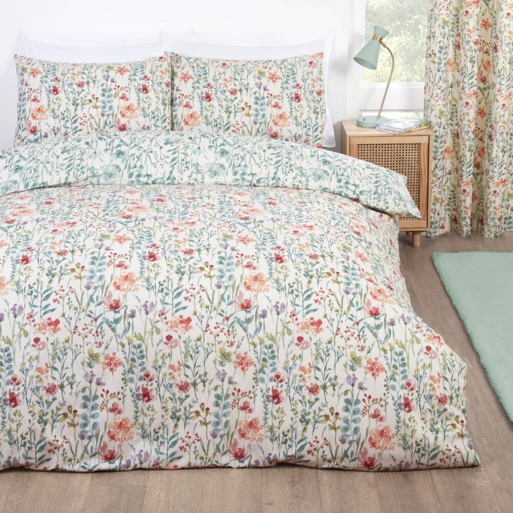 Pikk Multi - Amaryllis Duvet Bedding Set - Floral Design - Includes Pillowcases - Polycotton (, Double / 200Cm X 200Cm)