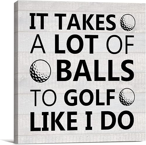 Lienzo con cita de golf, decoración de pared, letrero de escritorio, póster de golf, pintura enmarcada de 8 x 8 pulgadas, estante rústico de oficina