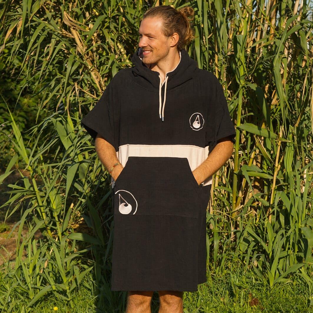 WAVE HAWAII Poncho Surf Algodón para Estaturas de 155 – 185 cm, para Natación, Playa y Toalla de Baño, Poncho de Ducha para Mujer, Hombre y Adultos (Barravento)