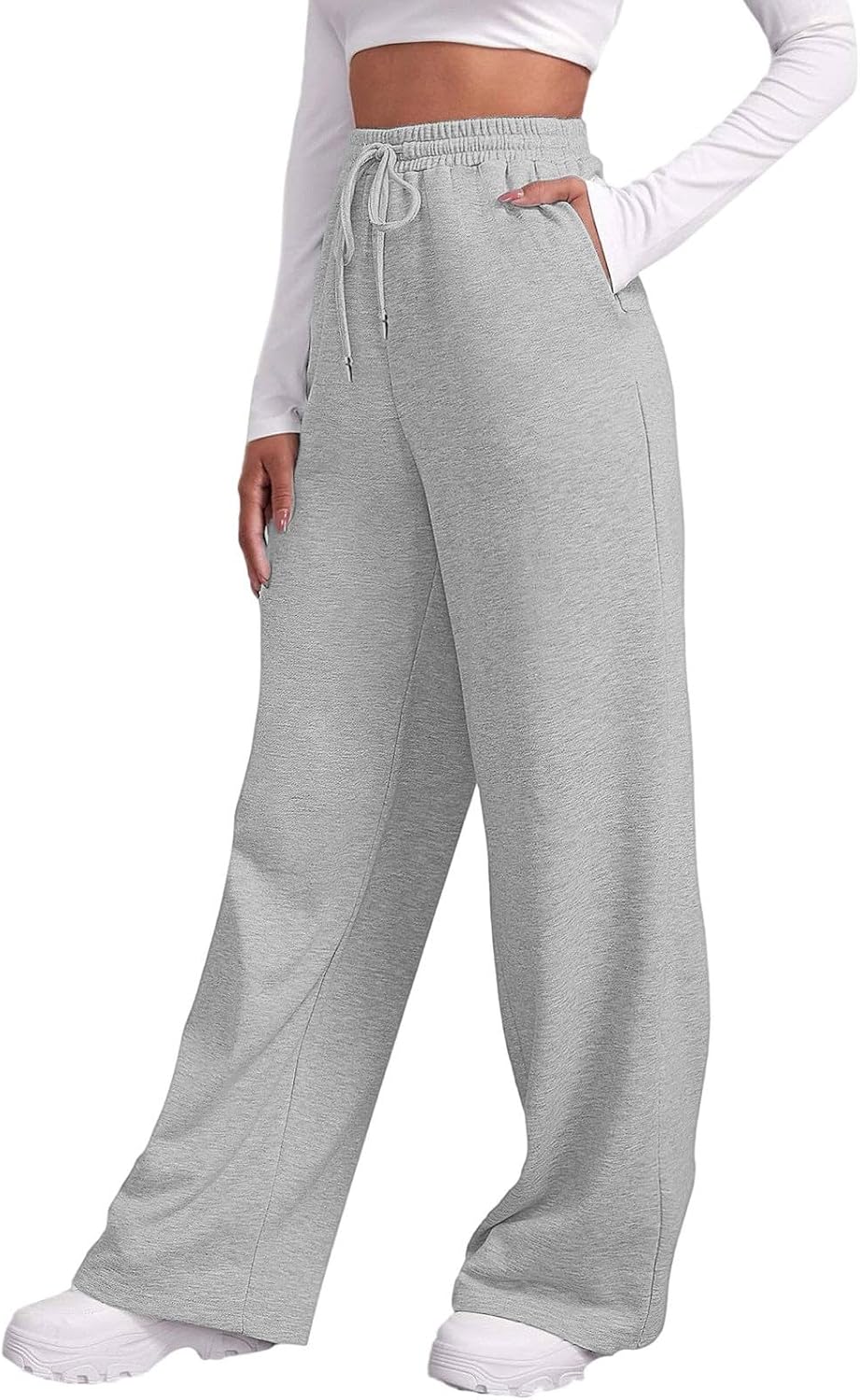 (-84%) Jogginghose Damen Baggy Weites Bein Sporthose Lang High Waist Trainingshose Einfarbig Freizeithose Mode Sweatpants Bequeme Laufhose Y2K Streetwear Activewear für Damen