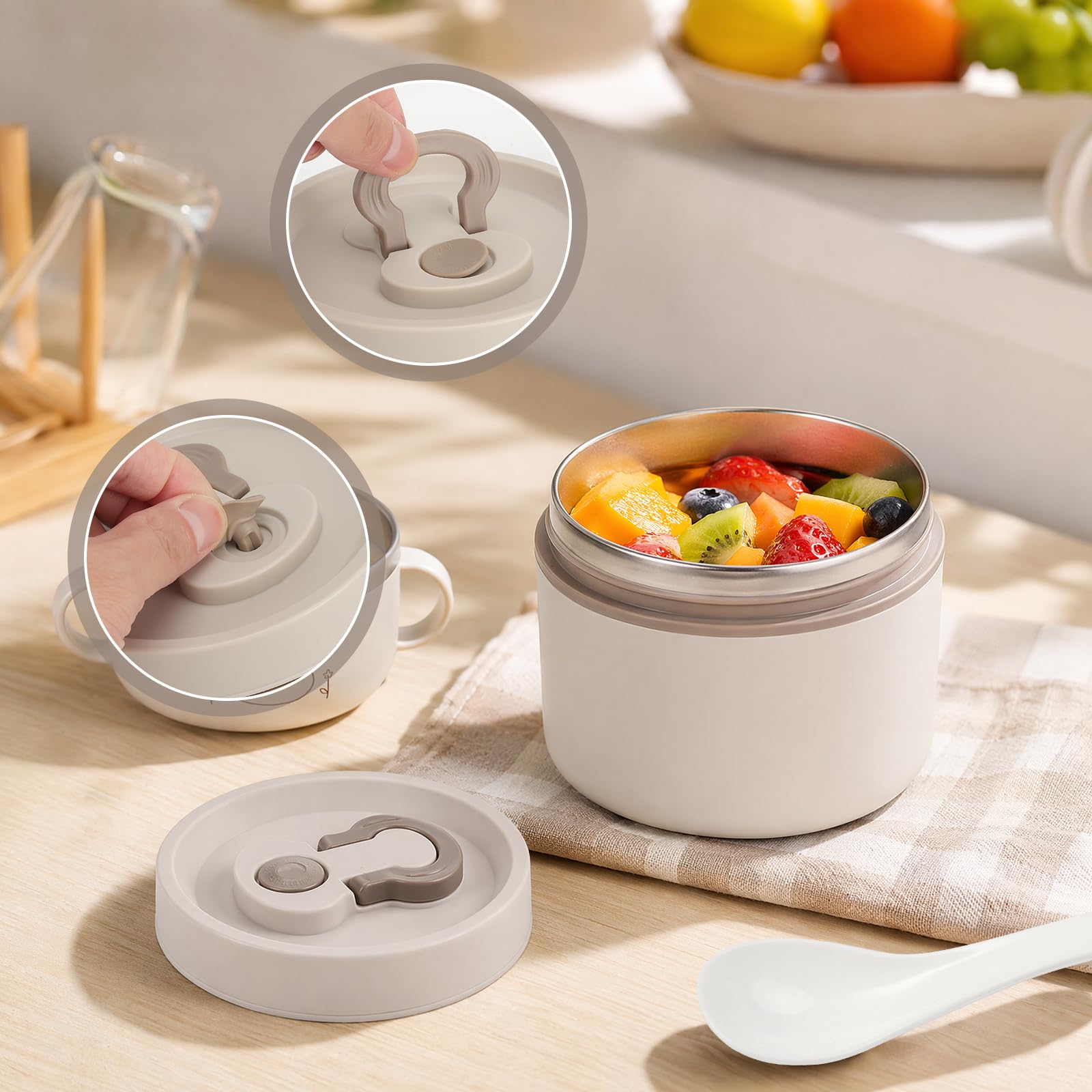 Contenitore termico per alimenti 650ml, contenitore termico in acciaio inox con cucchiaio, termico per alimenti, termos per cibo, a prova di perdite, contenitore termico per pranzo, termica