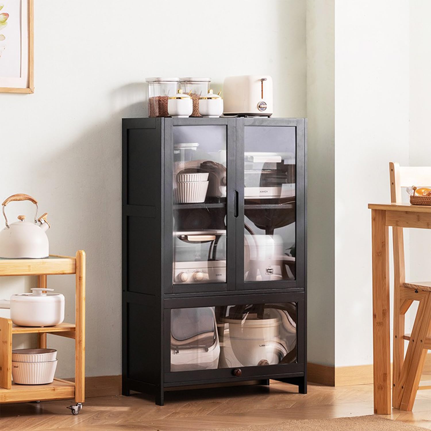 Armoire de rangement avec portes : buffet multifonction pour cuisine