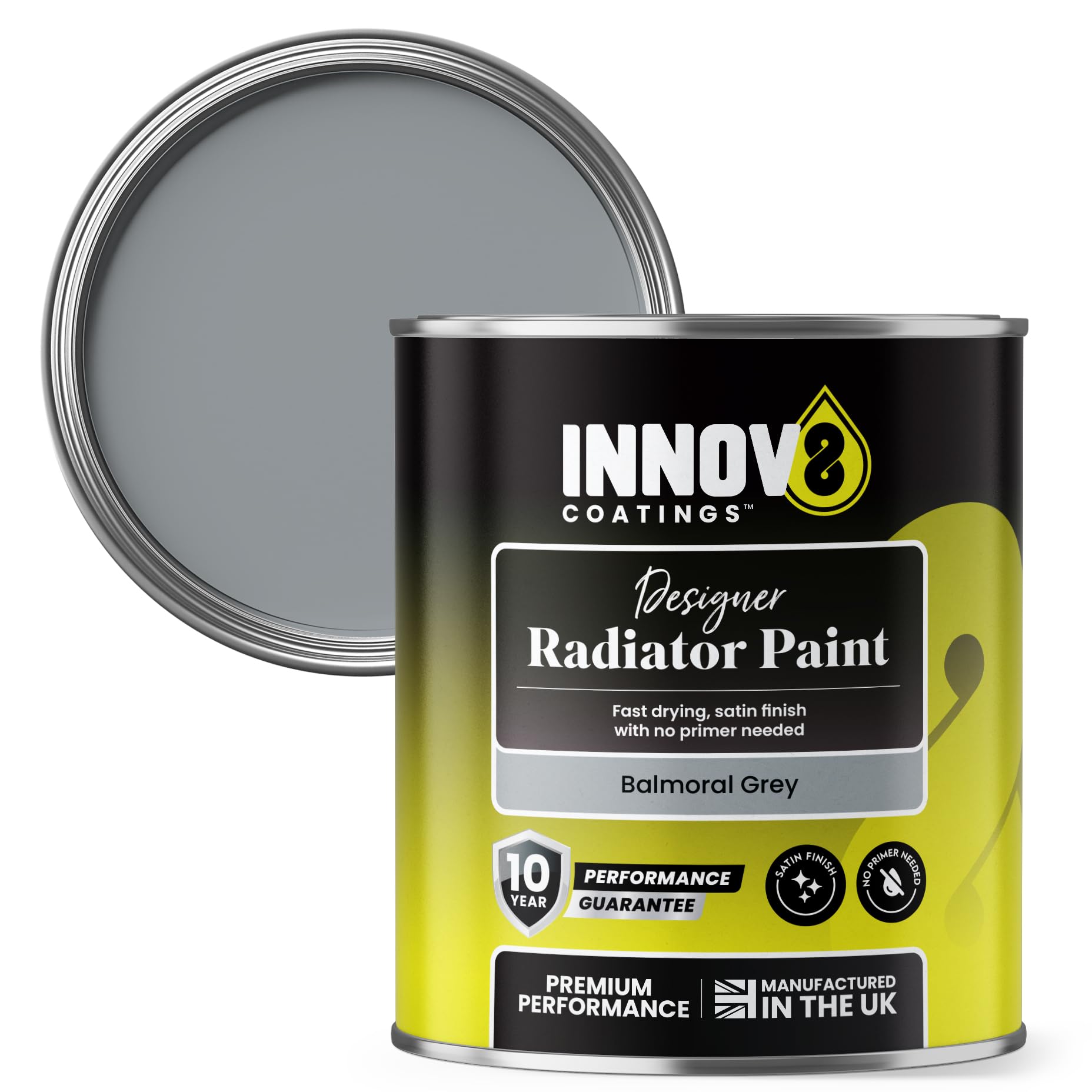 INNOV8 COATINGS RADIATOR PAINT - 750 ml - Satin - Fast Dry (Balmoral Grey)