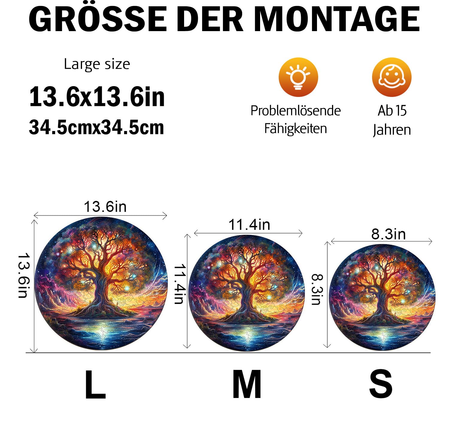 Jigfoxy Puzzle in legno per adulti, albero della vita, puzzle in legno, puzzle per adulti, giocattolo educativo unico a forma di animale, per amici della famiglia, L-34,5 x 34,5 cm, 300 pezzi