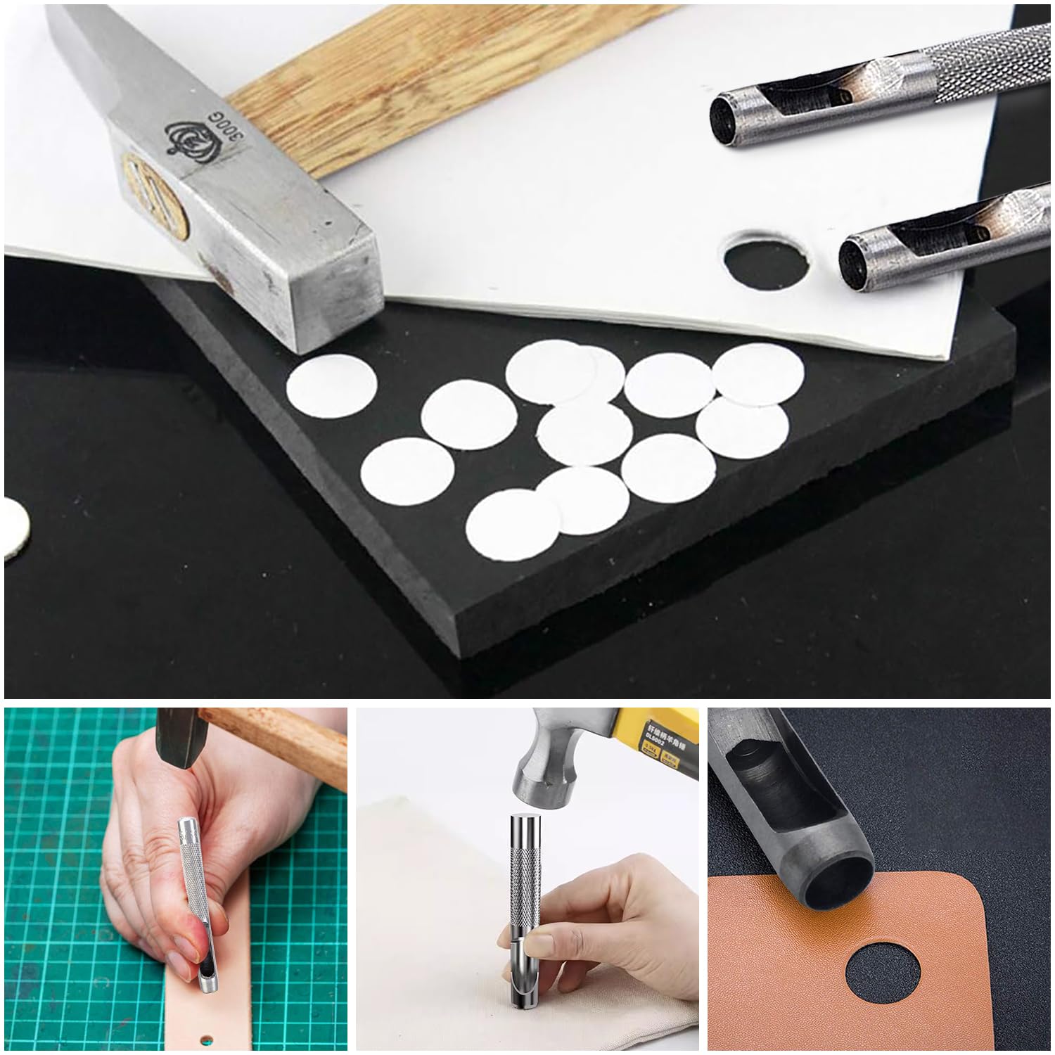 Amazon.co.jp: 穴あけポンチ【6本セット】革 穴あけポンチ 丸形 円型  