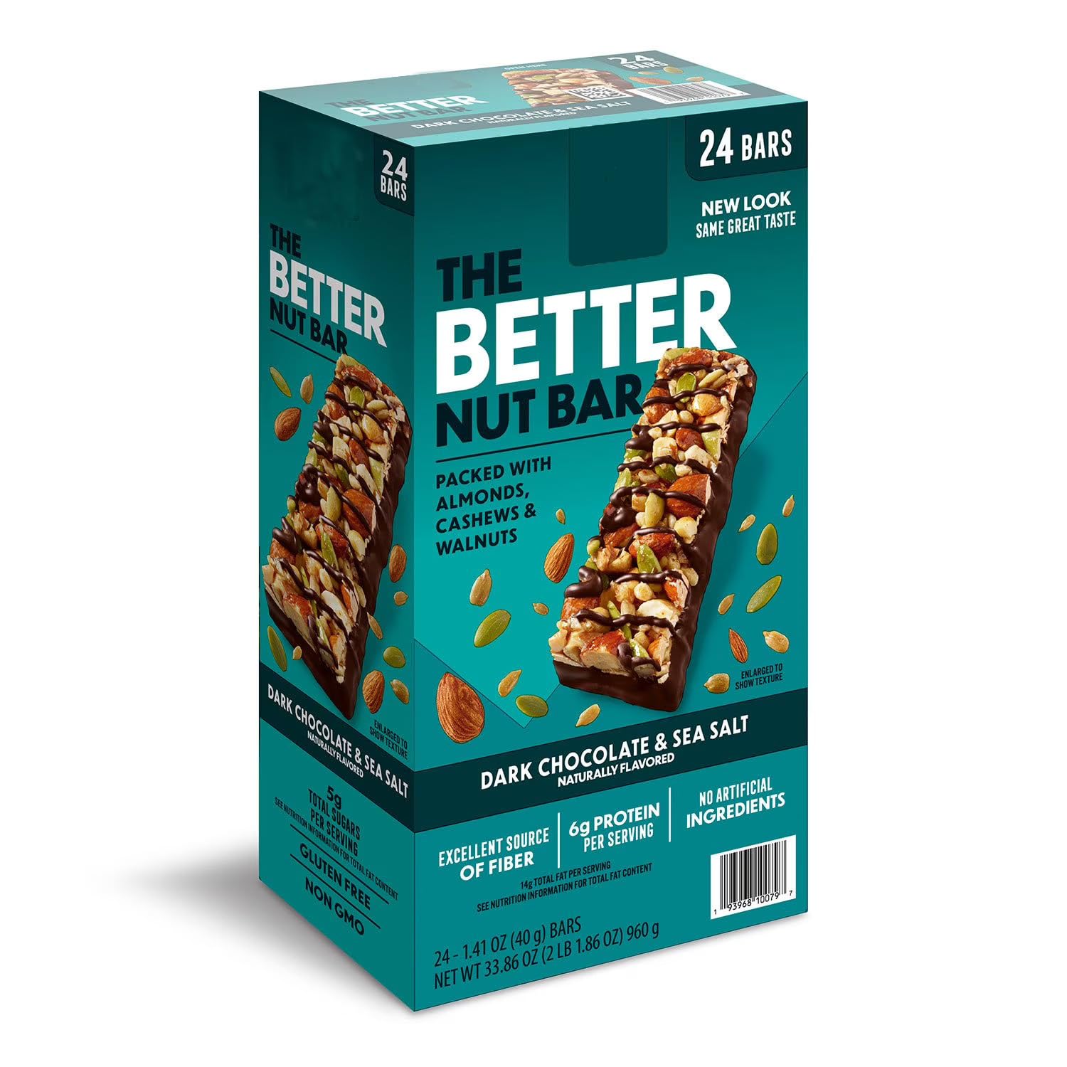 The Better Nut Bar, Dark Chocolate and Sea Salt High Protein Energy Snack Bars Clean Ingredients Individually Wrapped 1.4 oz Bars 24 Count Pack Of 1