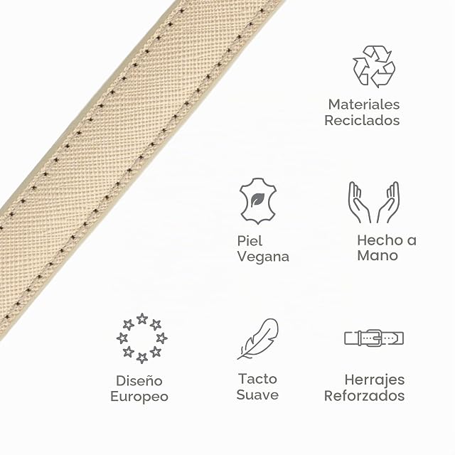 Foto 3 de 7 de NINA WOOF Correa de Cuero para Perro, Correa Delgada con herrajes Reforzados, diseño Europeo, Dorado, 4 pies