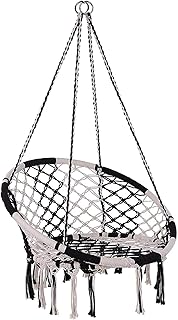 Sostenible Sillon Colgante,Silla Colgante Swing con Hanging Hardware Kit,Regalos De Ideas para Las Niñas Niños Cumpleaños-Blanco Y Negro 60x80x120cm(24x31x47inch)