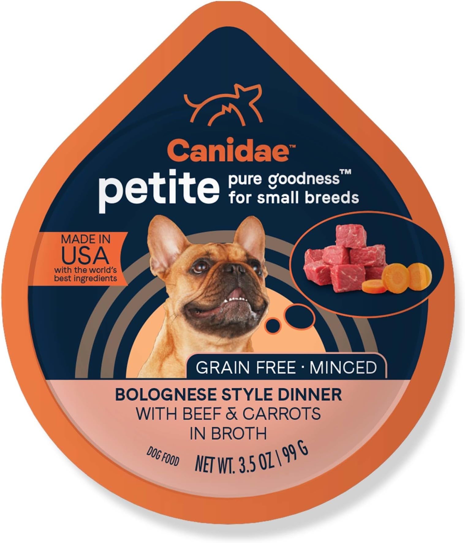 Pure Petite Small Breed Dog Cup Minced With Beef & Carrots (12 Pack), 3.5 Oz
