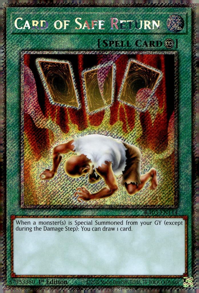 card of safe return yugioh Amazon.com: Card of Safe Return (Platinum Secret Rare) - RA03-EN114 -  Platinum Secret Rare