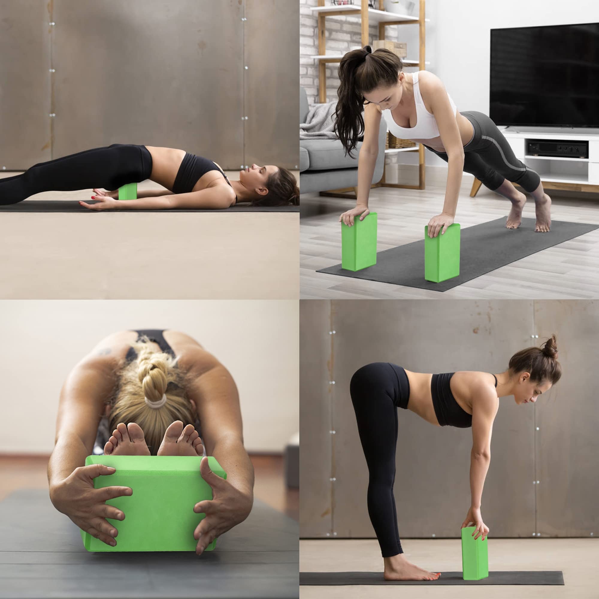 3Szt Zestaw Bloków Eva Yoga Pilates Brick Sprzęt Do ćwiczeń Do ćwiczeń Treningowych Blok Piankowy Pas Do Rozciągania Pomoc Yoga Bolster