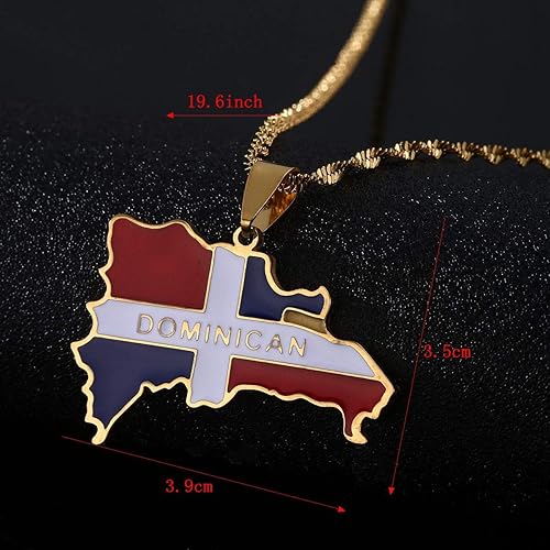 Miniatura 3 de Collar con colgante de mapa de República Dominicana de acero inoxidable con corazón de acero inoxidable, Acero inoxidable