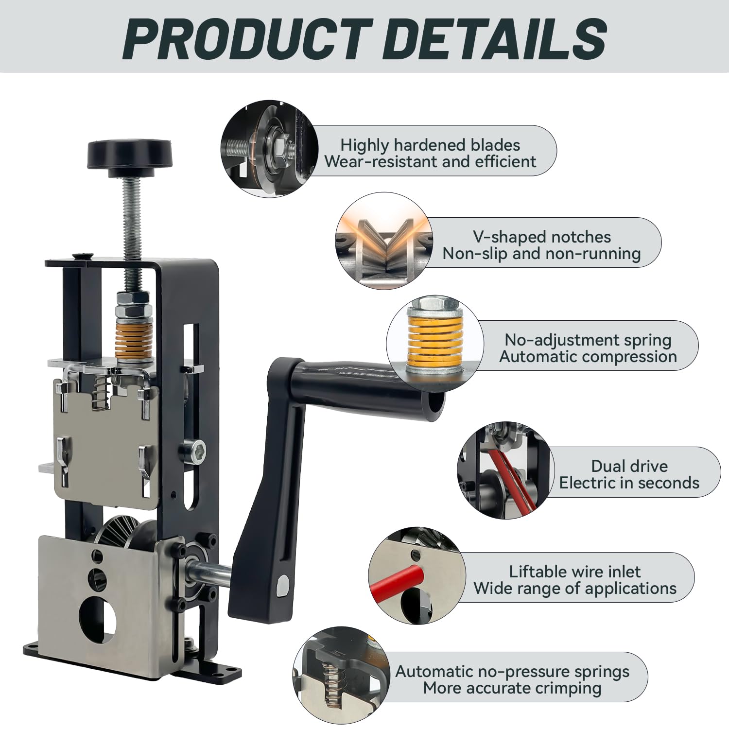 LILOOVKE Wire Stripper 0.04”-0.98”Wire Stripper Tool Wire Stripper Machine for Hand Crank or Drill Powered Manual Wire Stripper Can be fixed or removed Cable Stripper for Copper Scrap Recycling