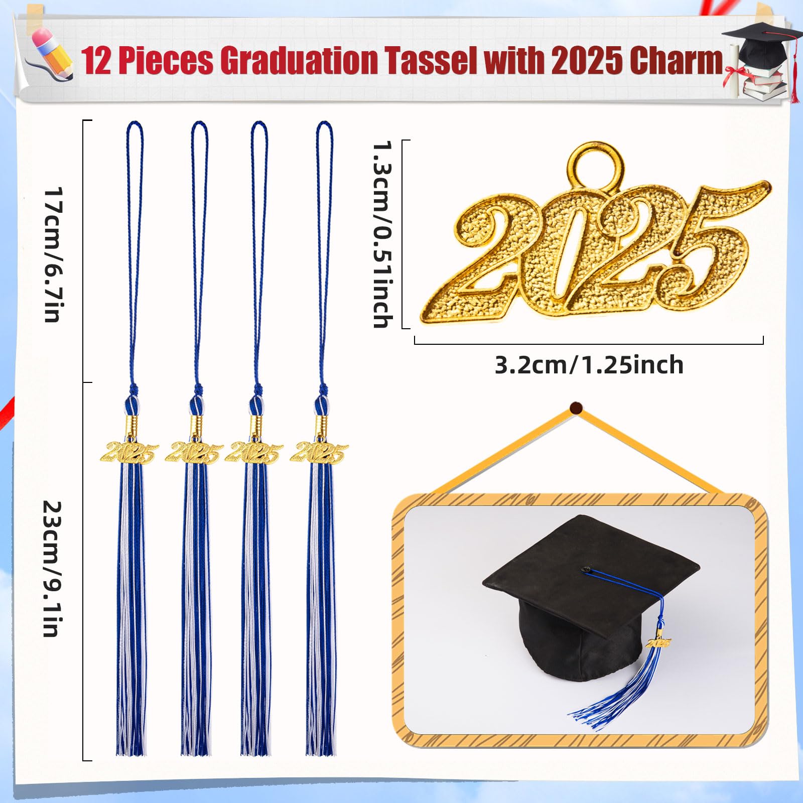 22,9 Cm Quasten 5 Stück Abschlussquasten 2023 - 22,9cm Lila Quasten Mit  Jahr Charm Jahrgangsquaste 2023, image size:1600x1600