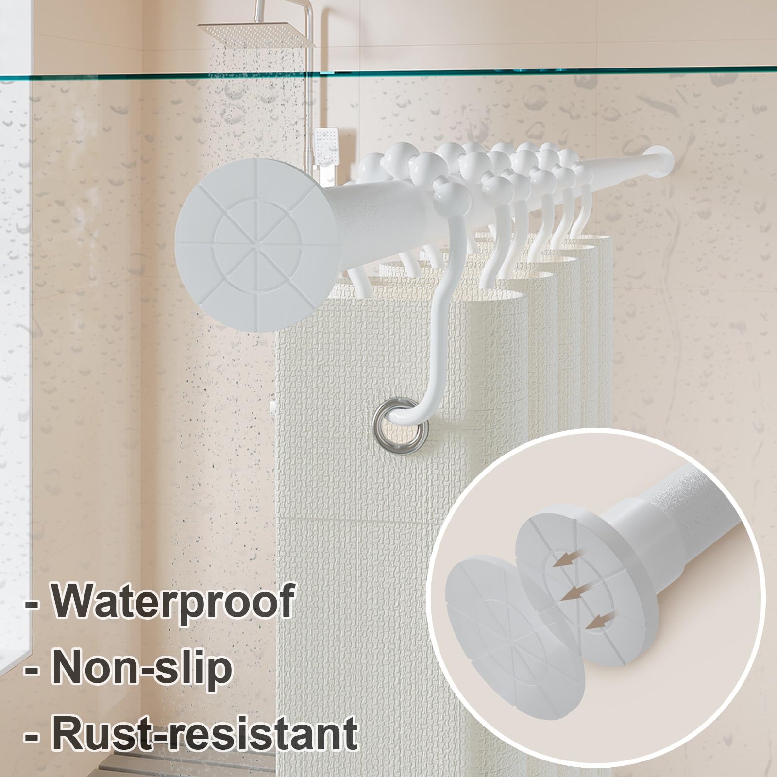 Duschvorhangstange Ohne Bohren, 50 Bis 290 cm Verstellbare Stange Zum Klemmen für Kleiderschränke, Waschküche, Schuhschränke und Badezimmer(Gray,90-160cm/36-63in)