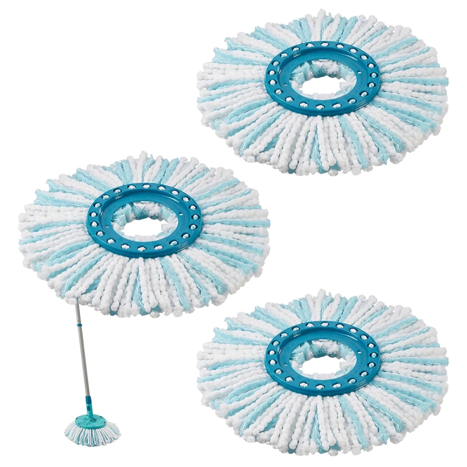 Wrbugukeji White+Blue Mop Heads Replacement, 3 Pack 360° Rotating Mop Head, Replacement Mops Heads Clean Twist Disc Mops Replacements Head For Leifheit Twist Mop