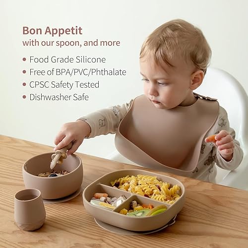 Vista 18 de SAMiGO Cucharas de silicona para bebés de más de 6 meses, utensilios para bebés y niños pequeños, suministros de alimentación de destete LED