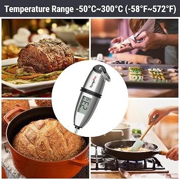 TempPro TP02S Instant Read Kitchen Thermometer in 1-3 Seconds
