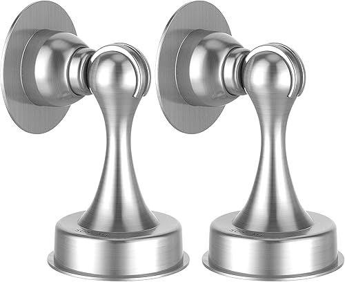 ASHGOOB - Paquete de 2 304 topes de puerta cierre magnético de puerta para tope de puerta acero inoxidable de níquel cepillado 304 protector de