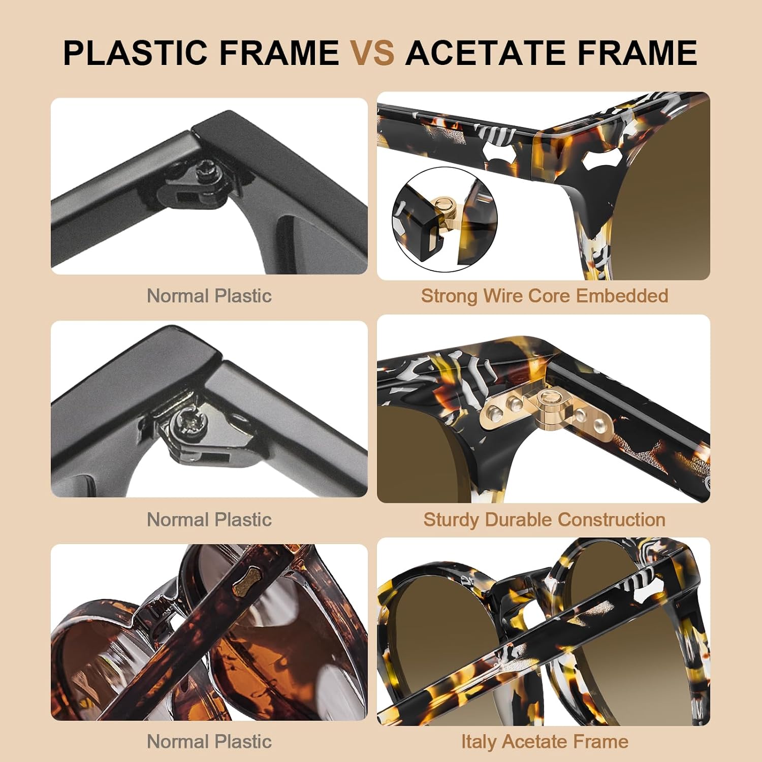 CARFIA Polarized Sunglasses for Women: Acetate Frame, Small/Medium Size, UV400 Protection - Anti Glare CA5288 - Image 6