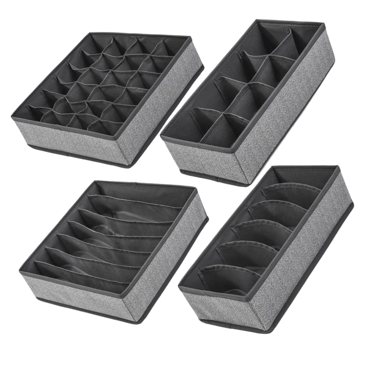 Ipetboom Organizer Oxford e Pieghevole 4 Pezzi per Biancheria Intima Non Tessuto 7 e 8 Scomparti Uso lungo Termine Colore Casuale per Cassetti, per Armadio