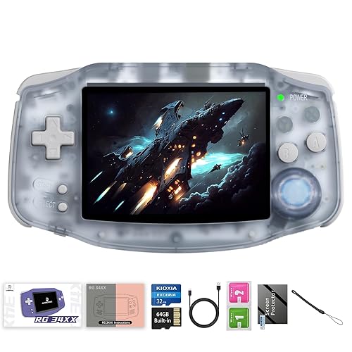 RG34XX Retro Handheld Game Consoles RG34XX Classic Retro Gaming Console 32+64G Card Preloaded Games 5000+ rg34xx Portable Gaming Console Linux 64-bit 3500mAh Battery WiFi Bluetooth HD and TV Output Glacier