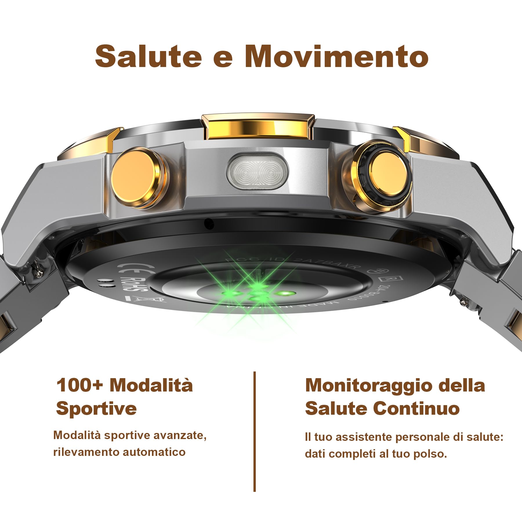 Smartwatch con GPS, AI, Torcia, Bussola, Display AMOLED 1,43" Always-On, Smartwatch Uomo con Notifiche e Chiamate Bluetooth, 120+ Modalità Sportive, Orologio Intelligente Compatibile con Android e IOS