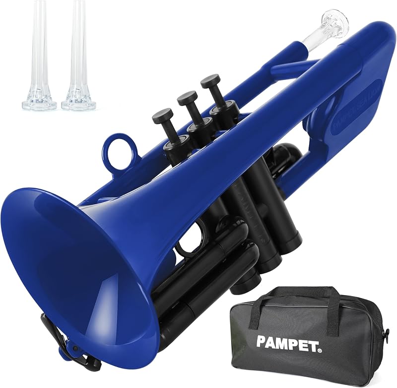 PAMPET SEA LION Plastic Bb Trumpet for Advanced Student Beginner Blue | Lightweight Durable Professional Standard Trumpets Bb Trumpets Instrument With 3C and 7C Mouthpiece