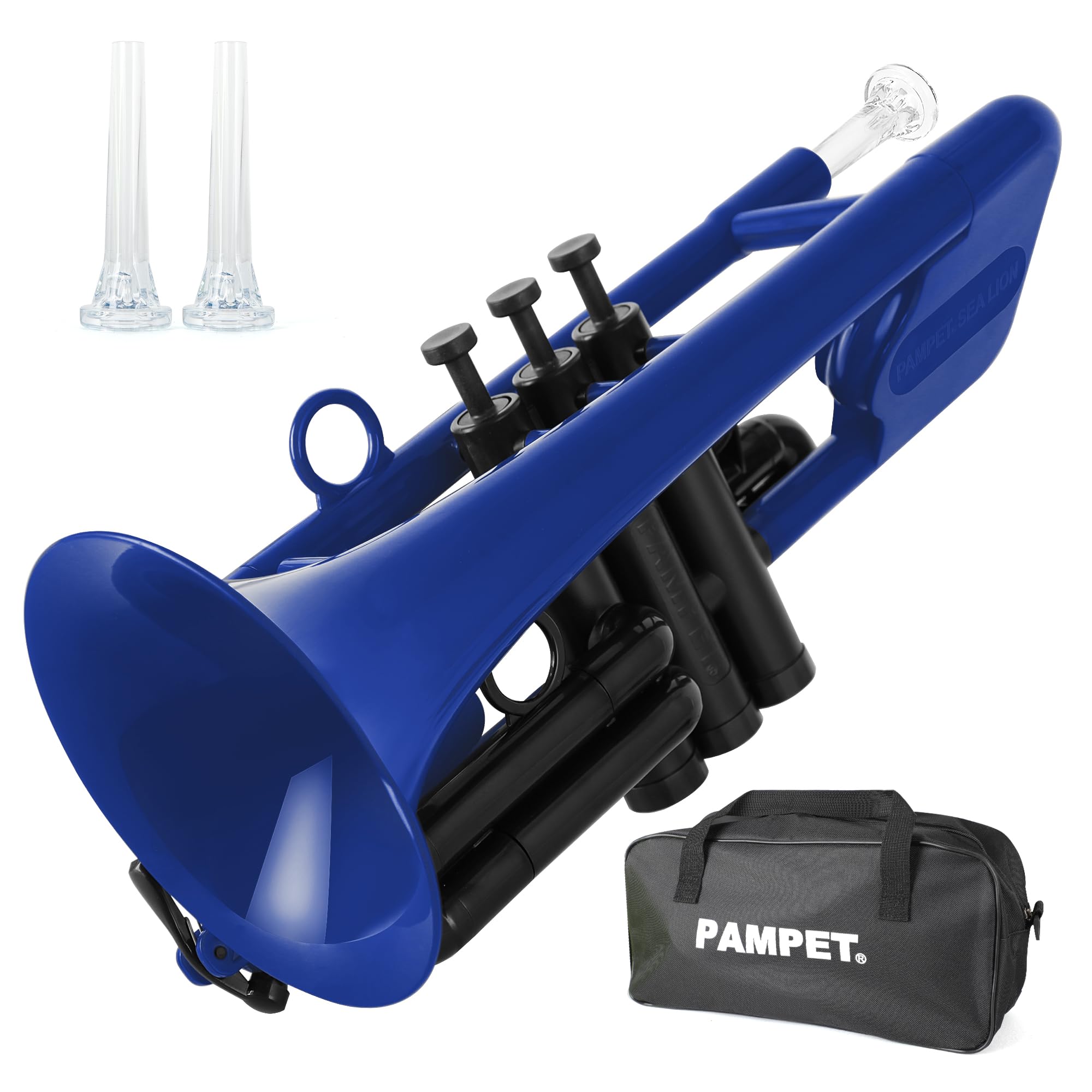 PAMPET Sea Lion Professionelles Bb-Trompeten-Set aus Kunststoff für Schüler und Anfänger, Blau