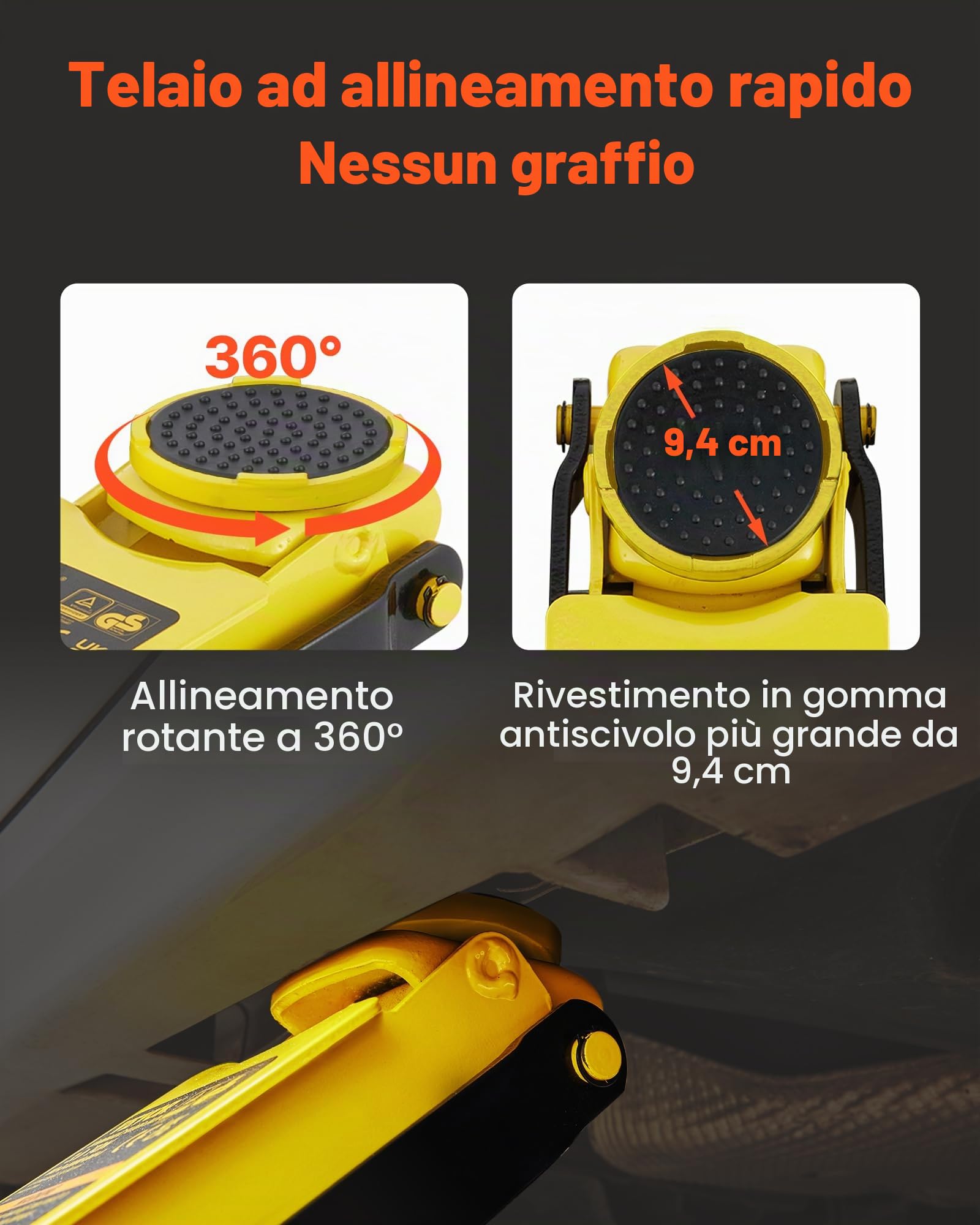 VEVOR Martinetto da Pavimento a Basso Profilo 3 Tonnellate Martinetto da Pavimento da Corsa in Acciaio per Carichi Pesanti con Pompa a Sollevamento a Doppio Pistone, Campo di Sollevamento 75-495 mm