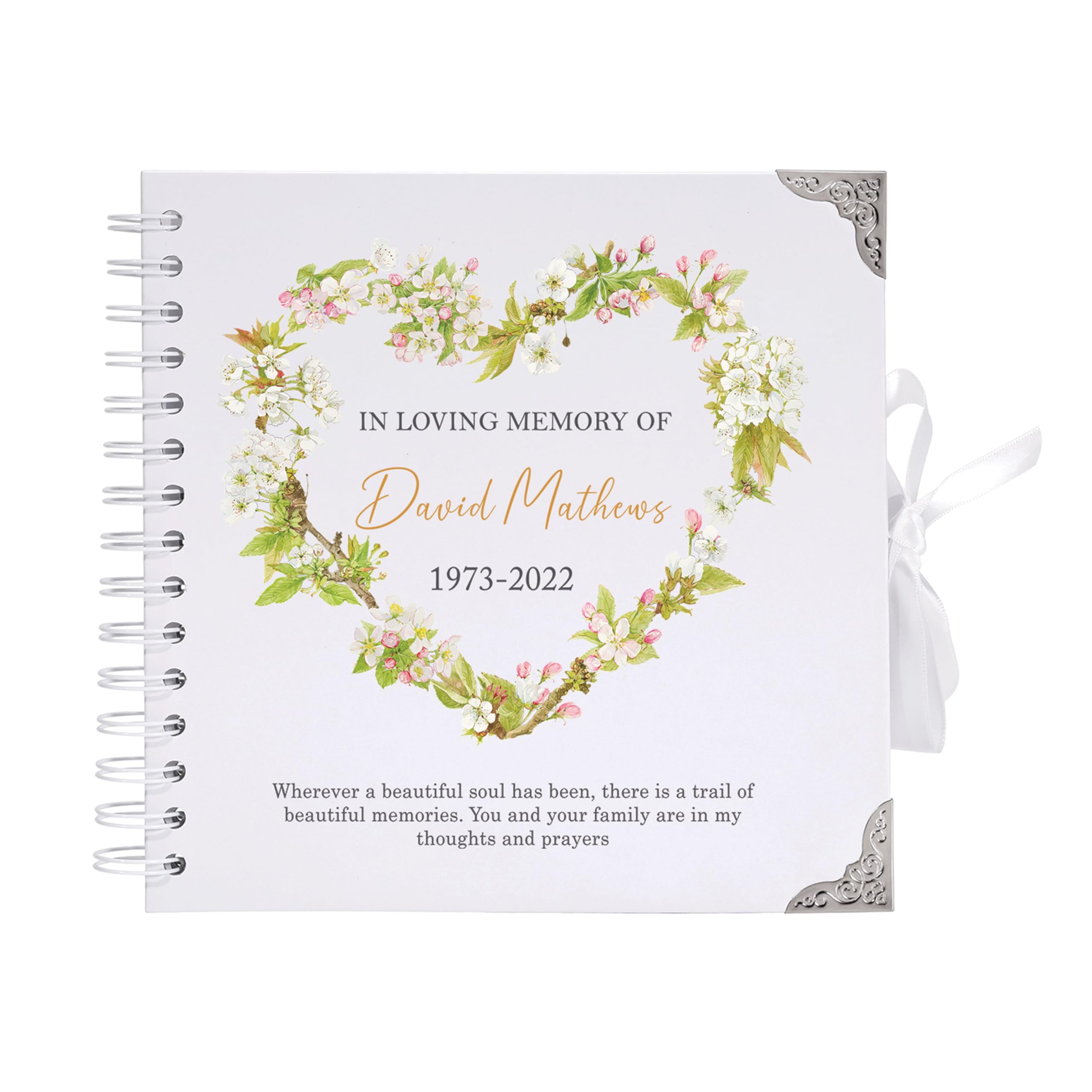 Personalised Photo Funeral Condolence Book – Funeral Guestbook, Remembrance Book for Funeral Celebration of Life Memorial Service Style 7