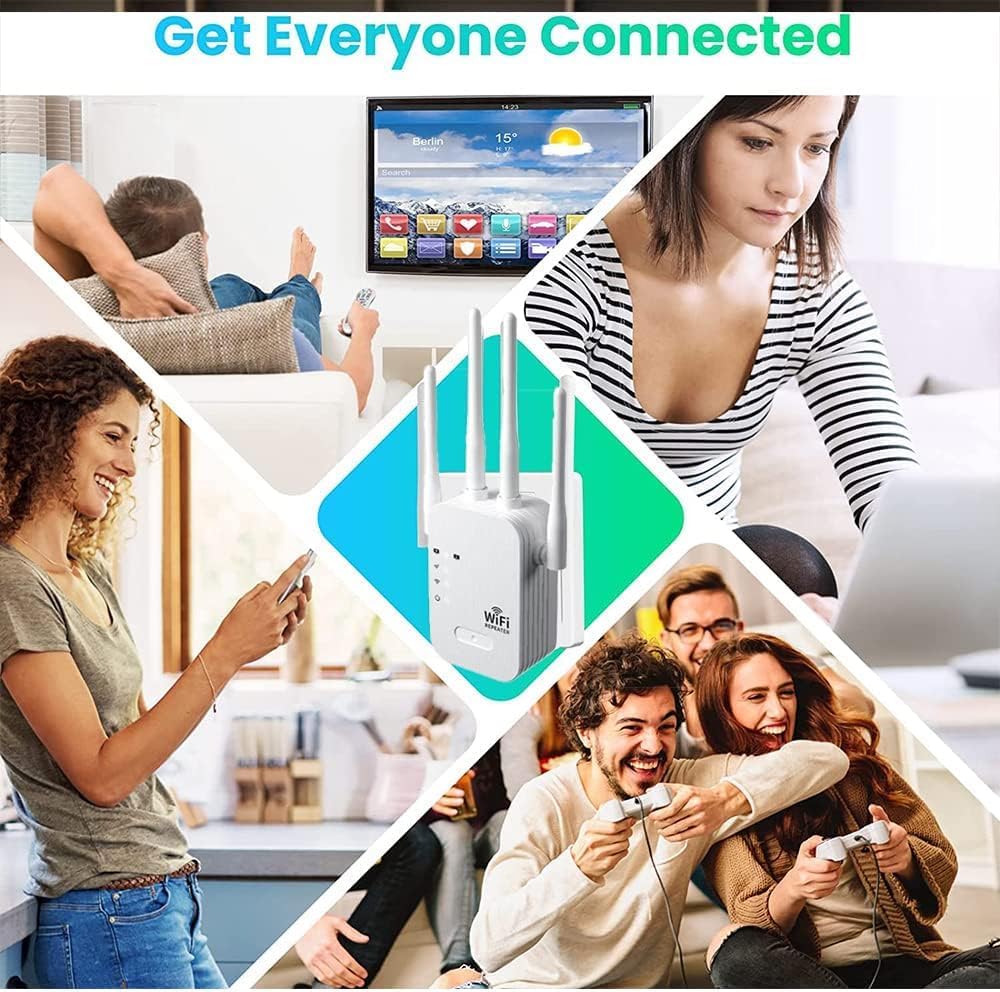 Amplificatore WiFi AILKIN 1200Mbps - Dual Band 5G/2.4Ghz, 4 Antenne, Compatibile Con Tutti I Router