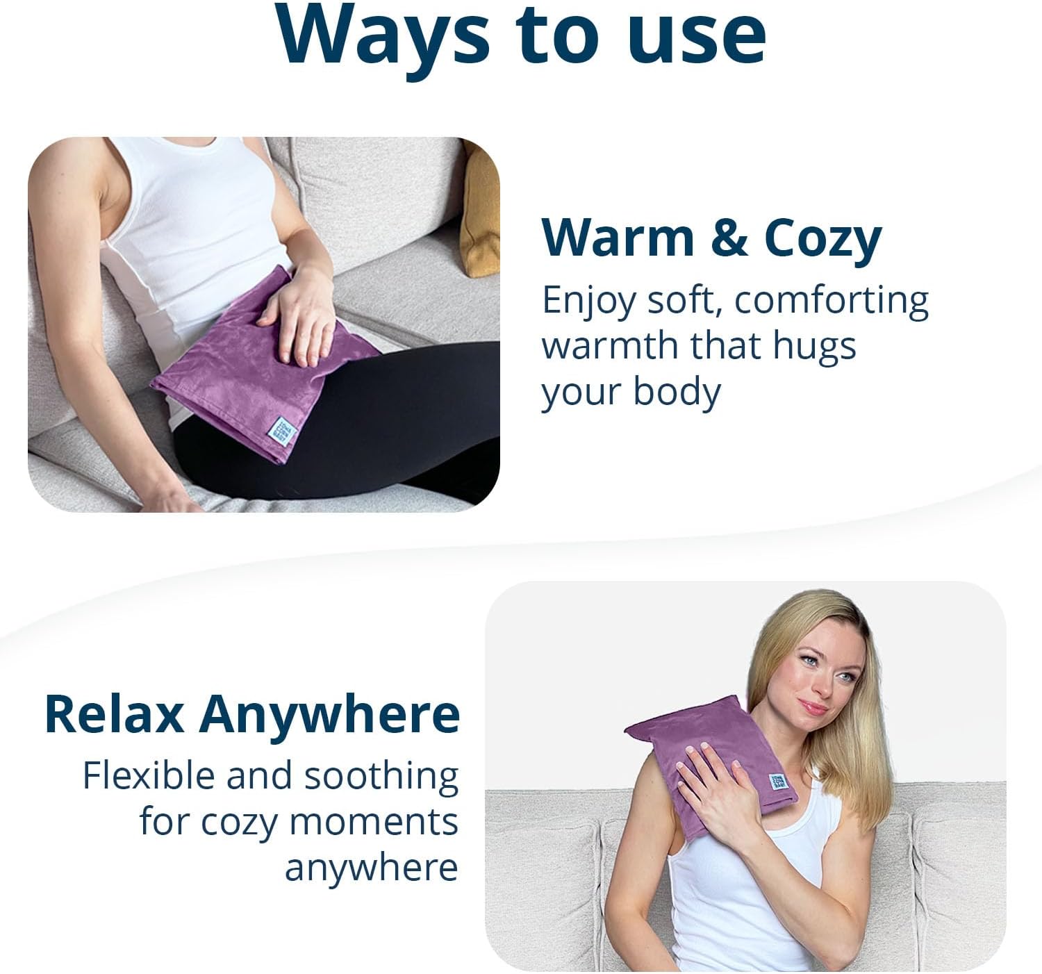 Microwave Heating Pad (with Removable Cover) – Weighted Microwavable Moist Heat Therapy Pad for Back, Neck, Shoulders, and Cramps – Portable, Reusable Cold or Warm Compress, 10" x 7", 2.5lbs - Image 2