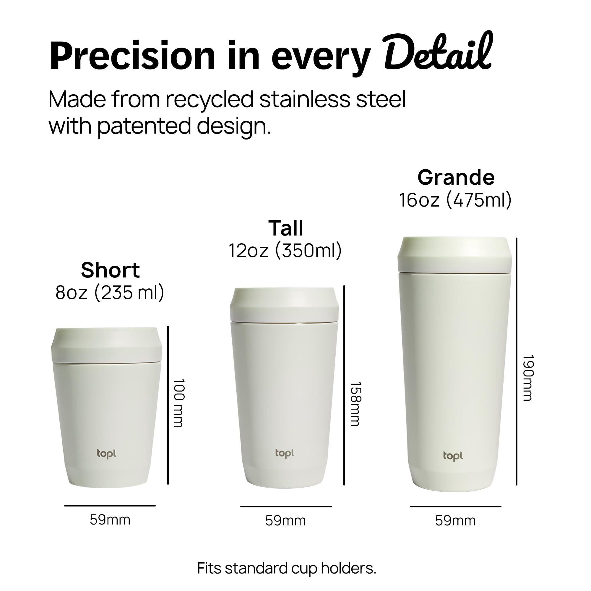 Topl - Trinkbecher To Go, Patentierter 360° Deckel, Edelstahl, 235ml (Einheitsgröße) (Braun)