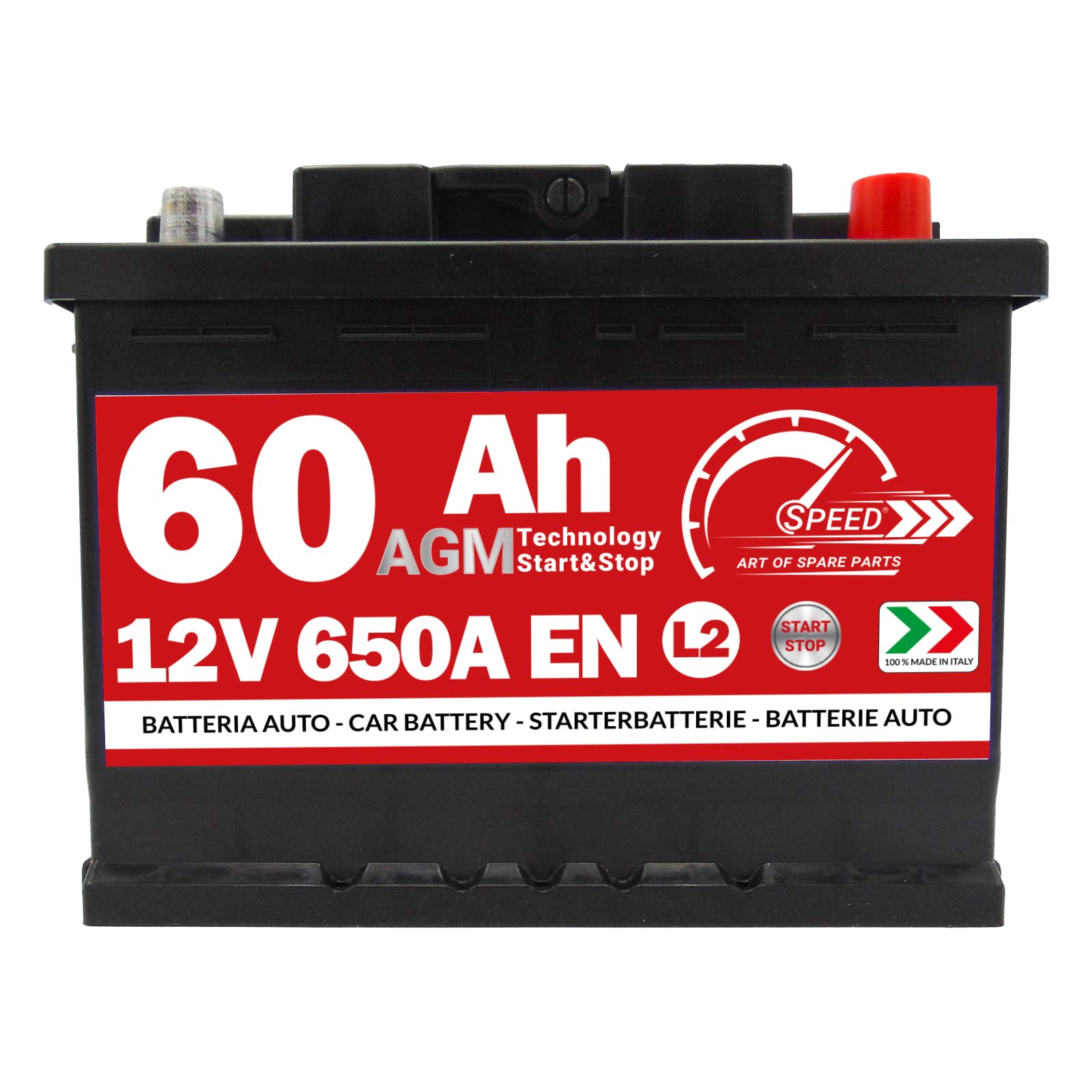 Batteria Auto Speed L2 60Ah AGM 650A 12v START&STOP