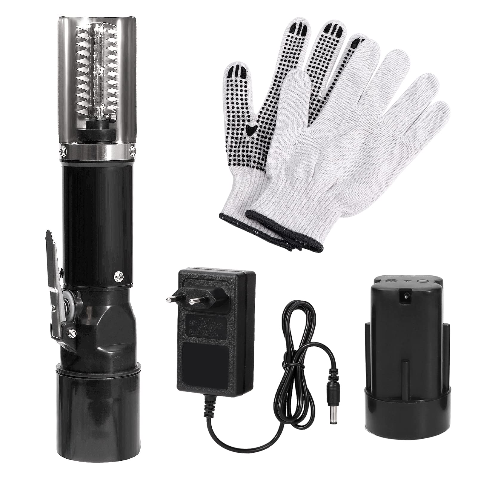 Tongdejing Electric Fish Scale, Wireless Fish Scale with Gloves, Scale Scraper, Remover, Skinner Kit, Portable, Powerful Fish Skin Detoxifier, Fish Scale (As Shown)