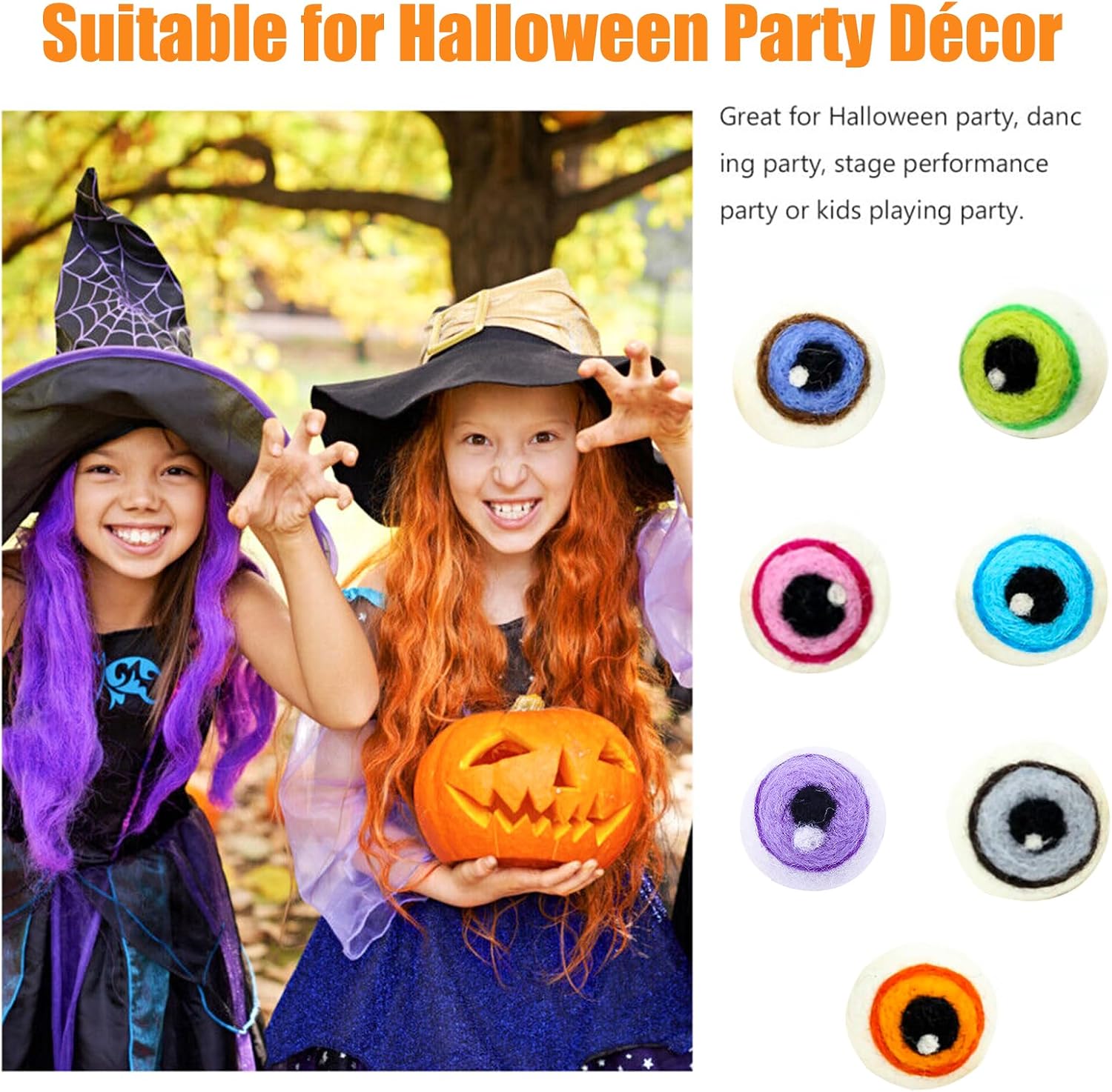 Halloween Decorations-Felt Eyeballs- Halloween Monster Eyes Halloween Props Eyeballs Ornament for Tiered Tray Decor, Vase Filler, Clear Jar, Table Home Party Indoor Decor