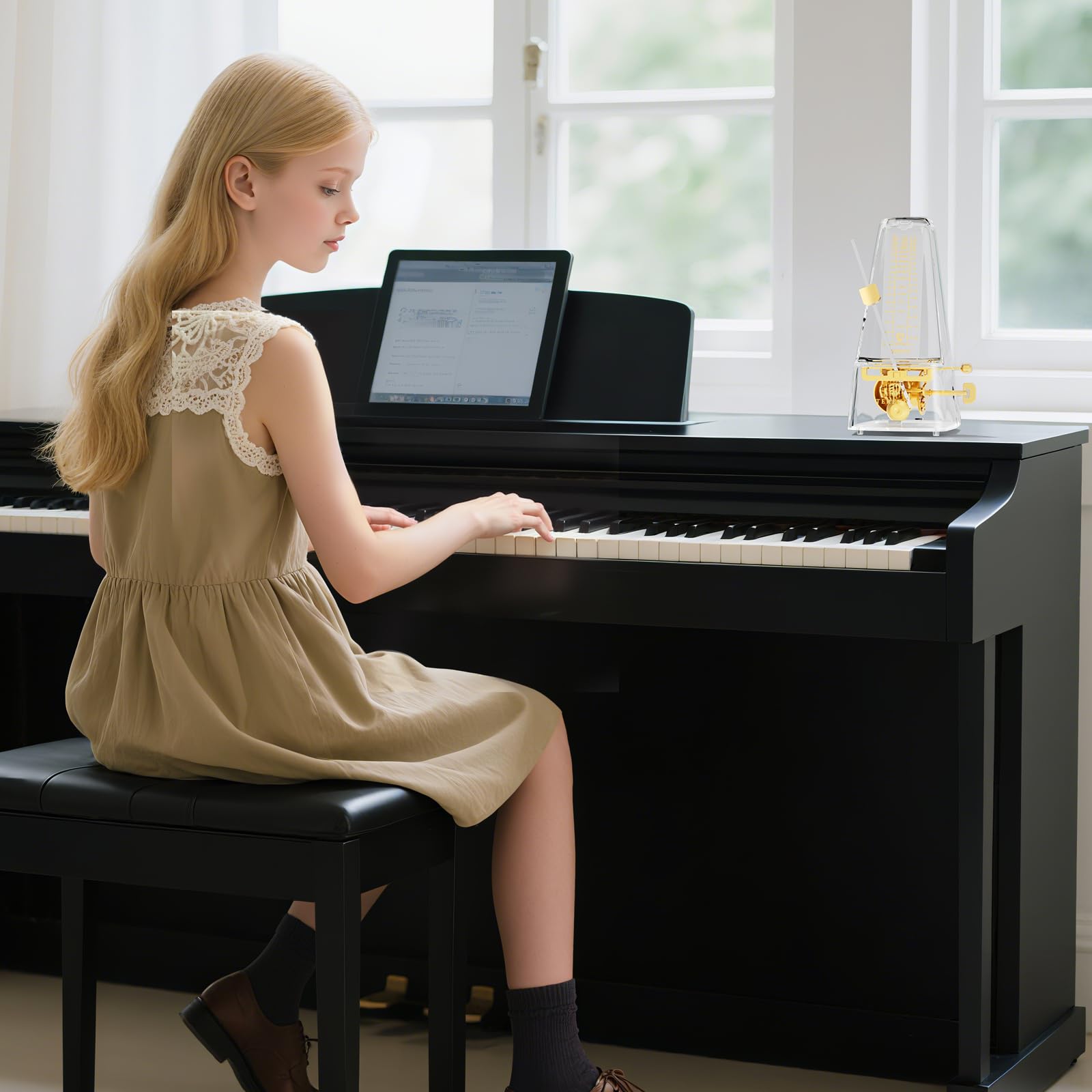 TERENCE Metronomo Meccanico Trasparente Seiko Metronomo Meccanico per Pianoforte, Chitarra, Guzheng, Violino, Batteria, Pipa Macchina ritmica universale per musica